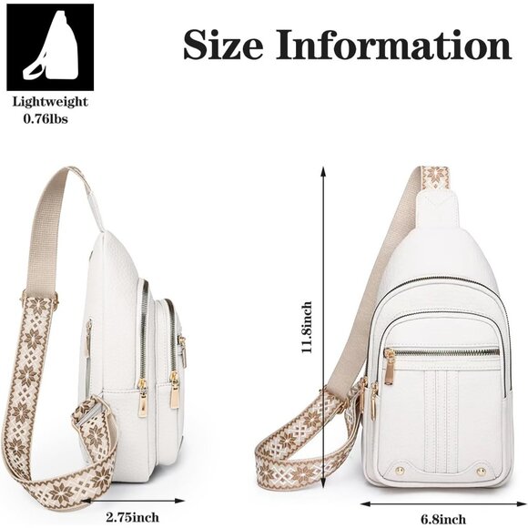 🆕Women White PU Leather Crossbody Bag Christmas Gift for Mom Sling Purse Travel - Picture 6 of 7